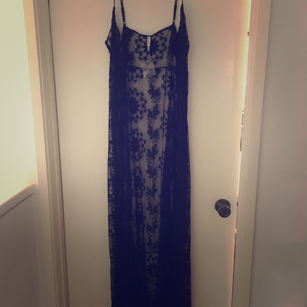 Free people intimate, black lace/embroidered